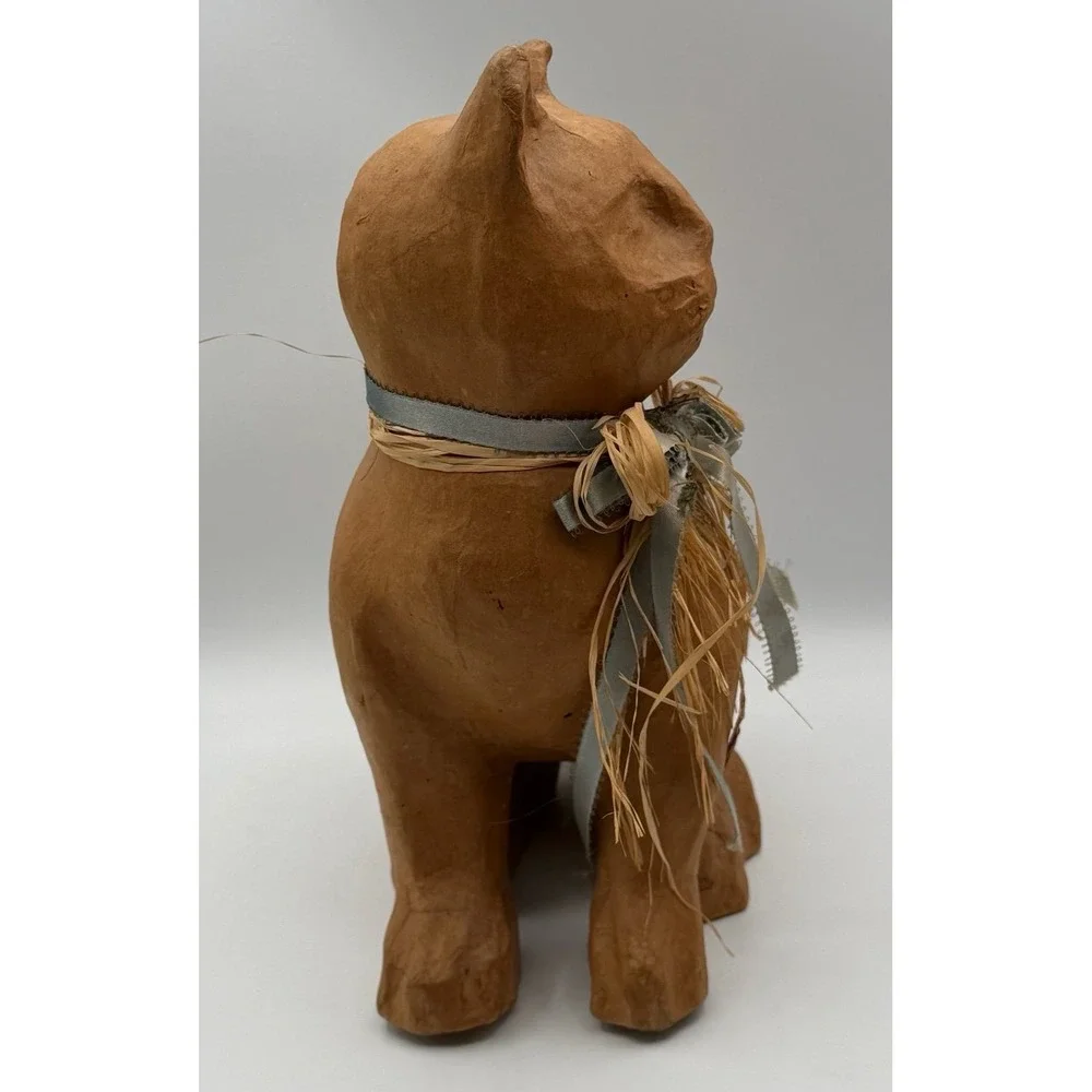 Vintage Papier Mache Cat Figurine Folk Art Primitive Rustic Farmhouse Decor‎ 12